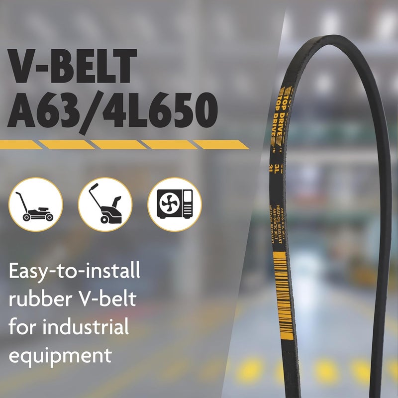 TOP DRIVE A63/4L650, A/4L, Classic Wrapped V-Belt, Rubber, 1/2" x 65" Outside Circumference - Image 2